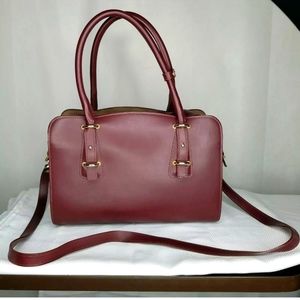 Alberta Di Canio Handbag Maroon Leather  and Suede
